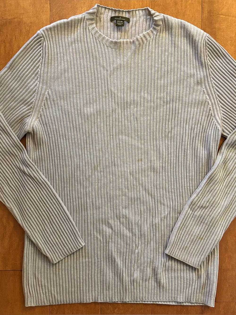 Ermenegildo Zegna Gray Ribbed Knit Sweater XXL 56 Cotton Wool Italy